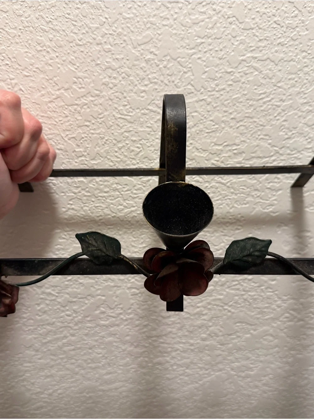 Vintage Gothic Metal Rose Candlestick Holder